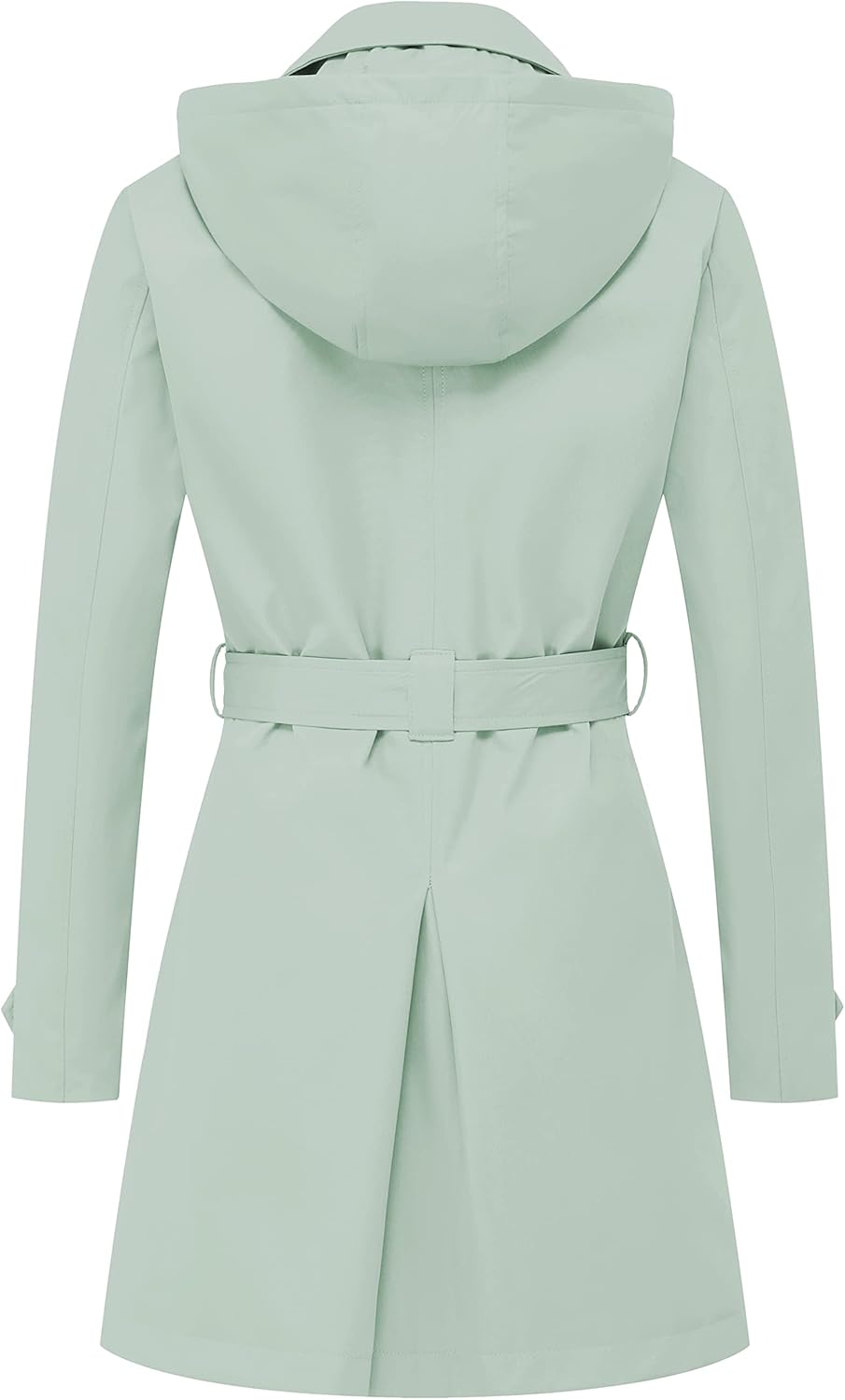 CREATMO US Women's Trench Coat Double-Breasted Classic Lapel Overcoat Belted Slim Outerwear Coat with Detachable Hood