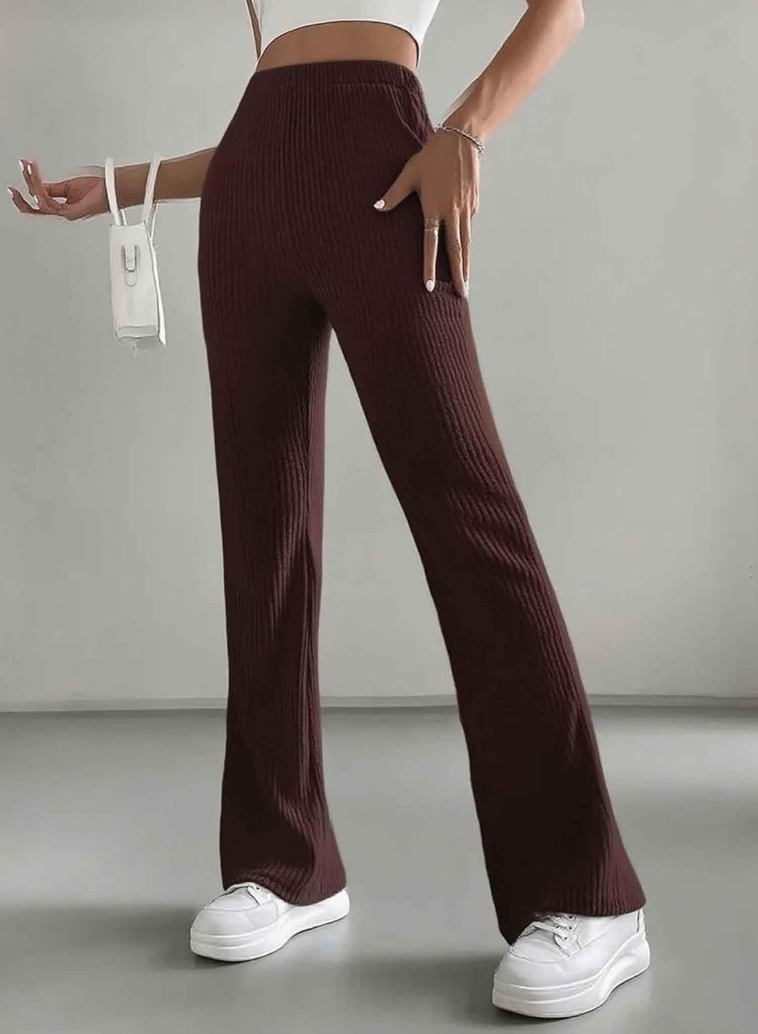 Women's Pants Fall Flare Casual Lounge Stretchy Bell Bottom Trousers Sweat Pants
