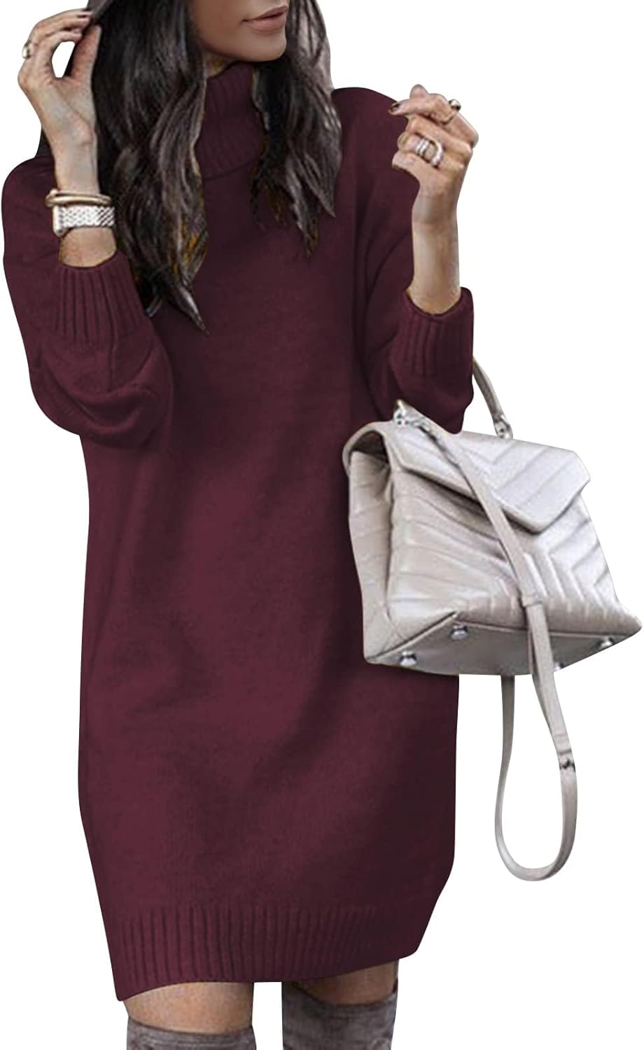 Oversized Turtleneck Sweater Dress