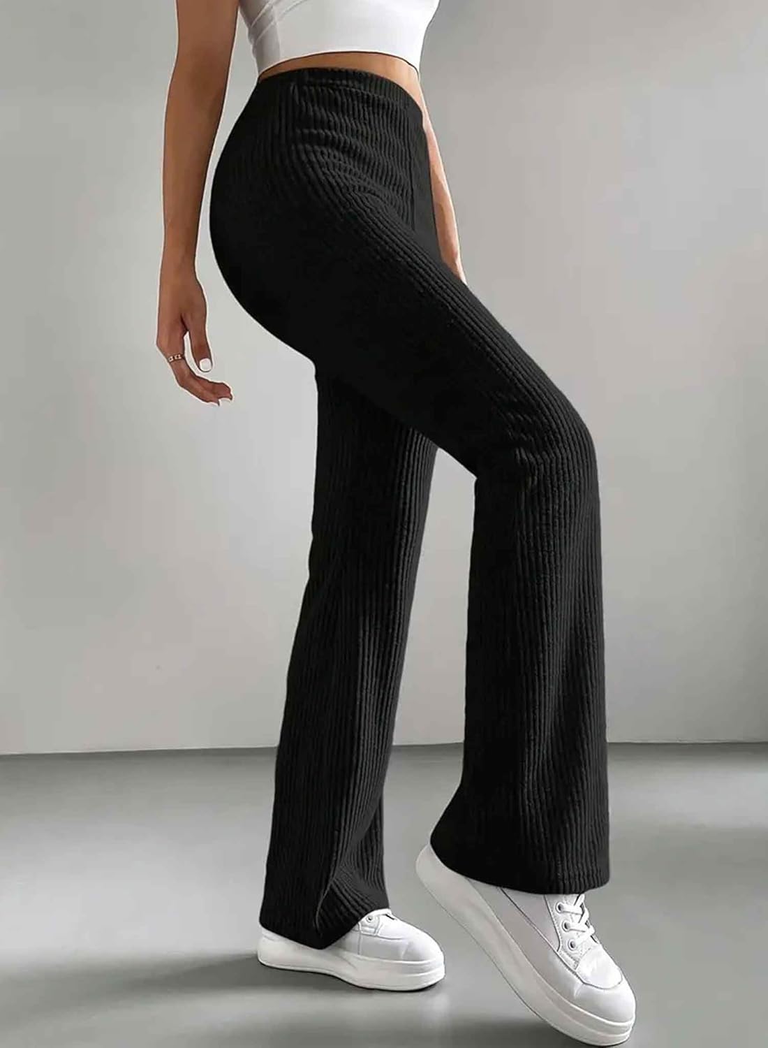 Women's Pants Fall Flare Casual Lounge Stretchy Bell Bottom Trousers Sweat Pants