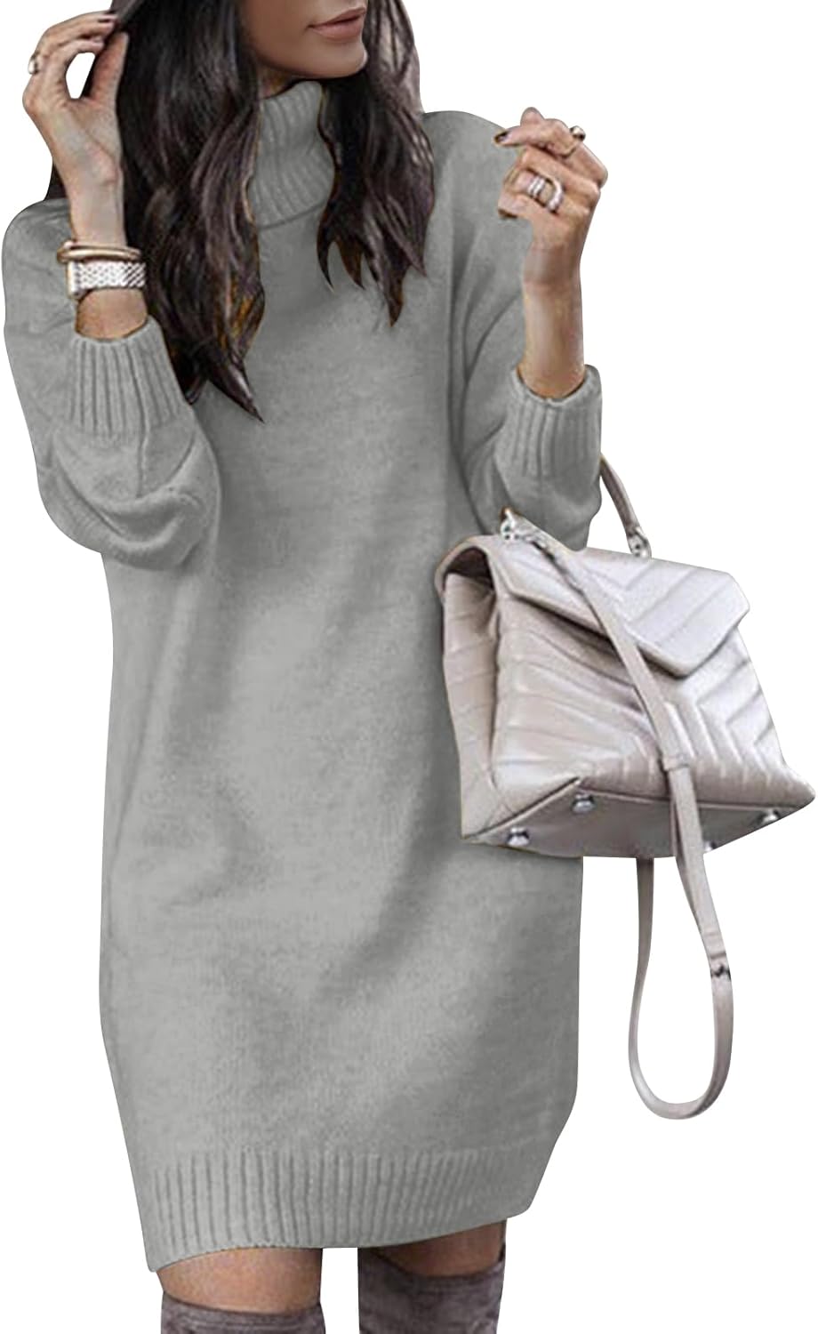 Oversized Turtleneck Sweater Dress