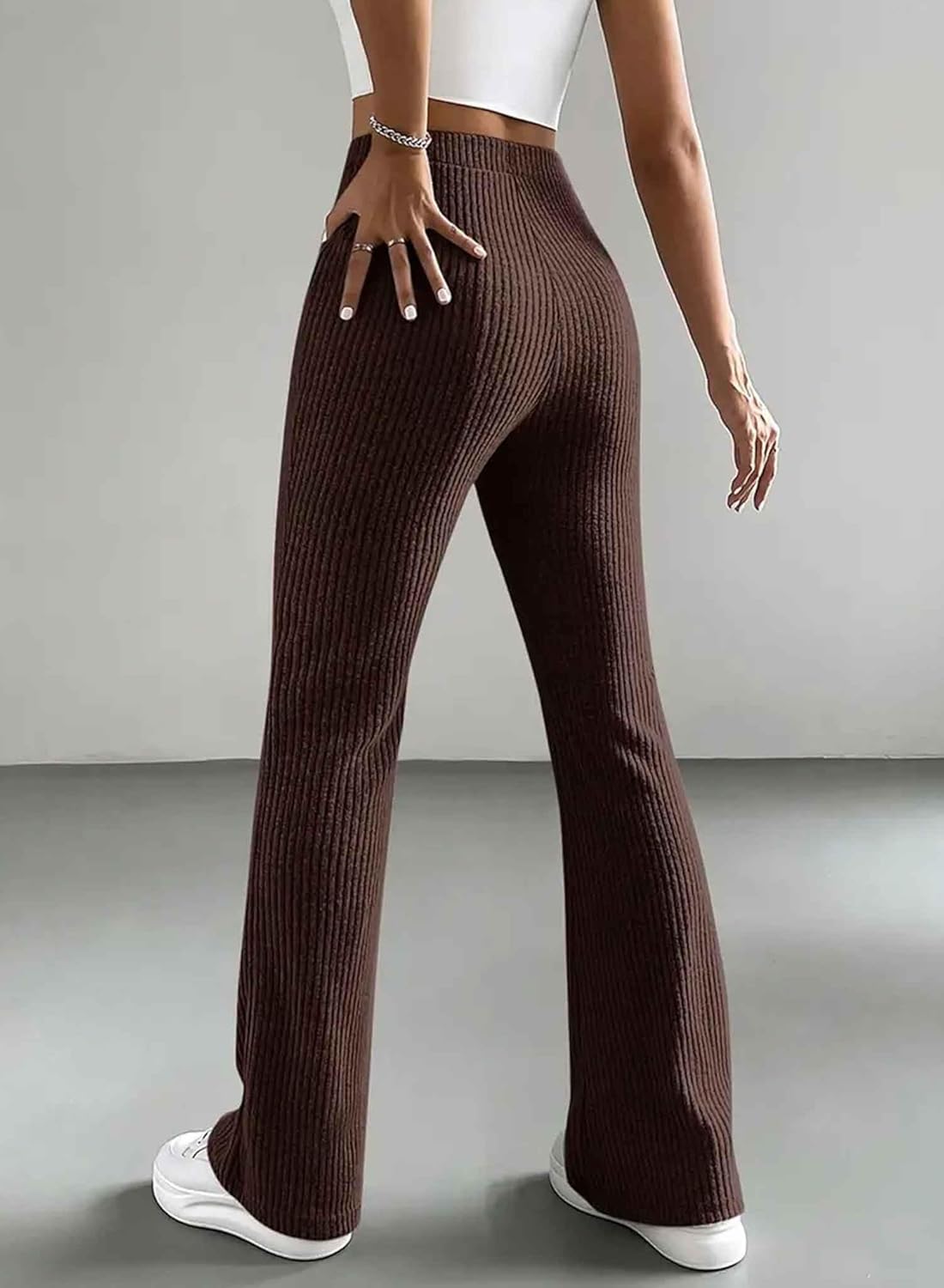 Women's Pants Fall Flare Casual Lounge Stretchy Bell Bottom Trousers Sweat Pants