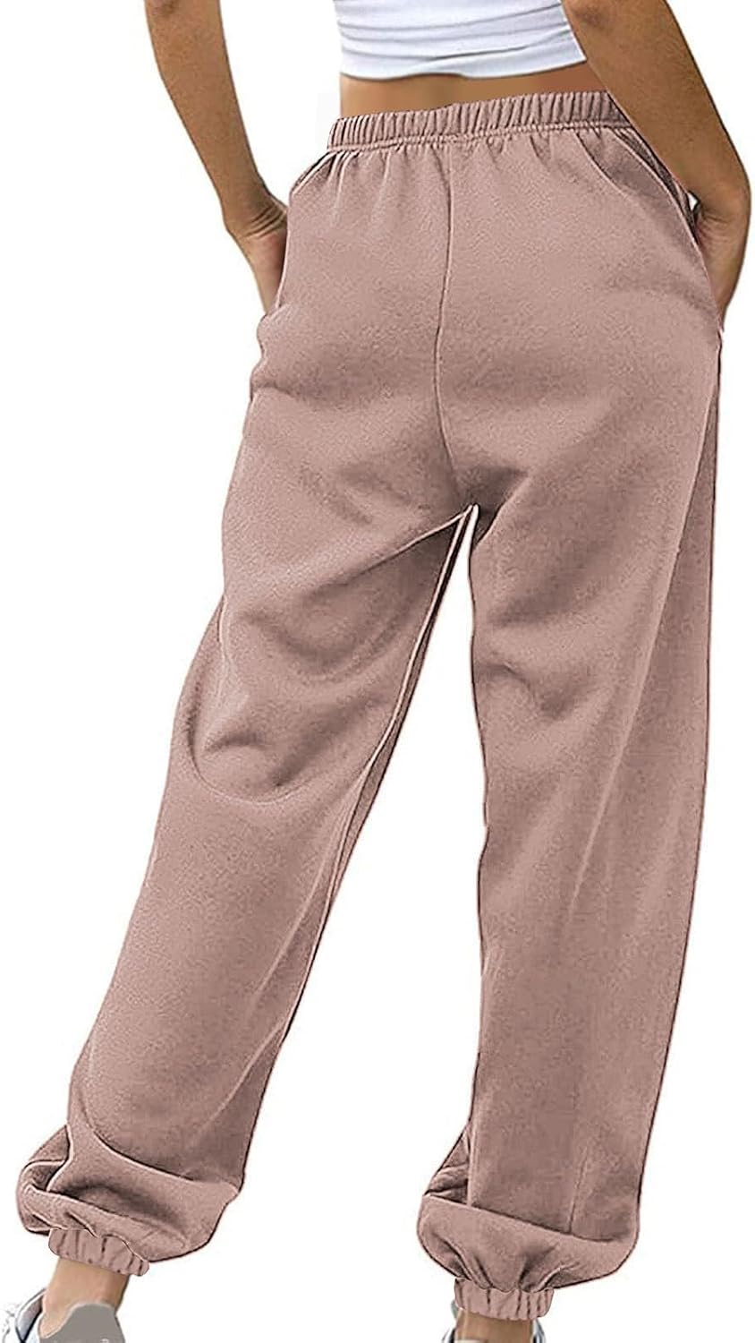 Sweatpants for Women Baggy Sweat Pants High Waisted Drawstring Joggers with Pockets Loose Fit Casual Workout Trousers