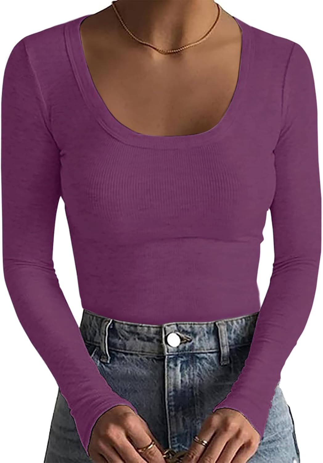 Scoop Neck Ribbed T-Shirt