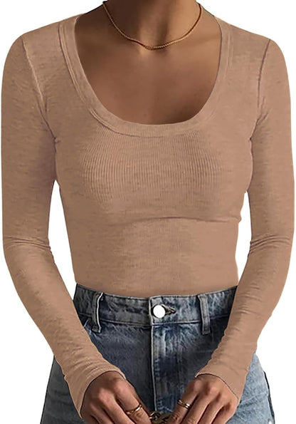 Scoop Neck Ribbed T-Shirt