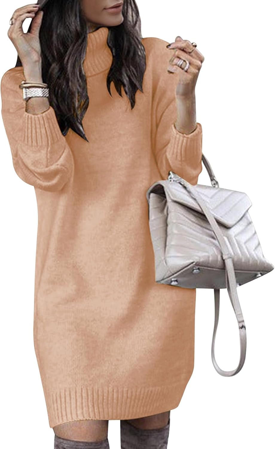 Oversized Turtleneck Sweater Dress