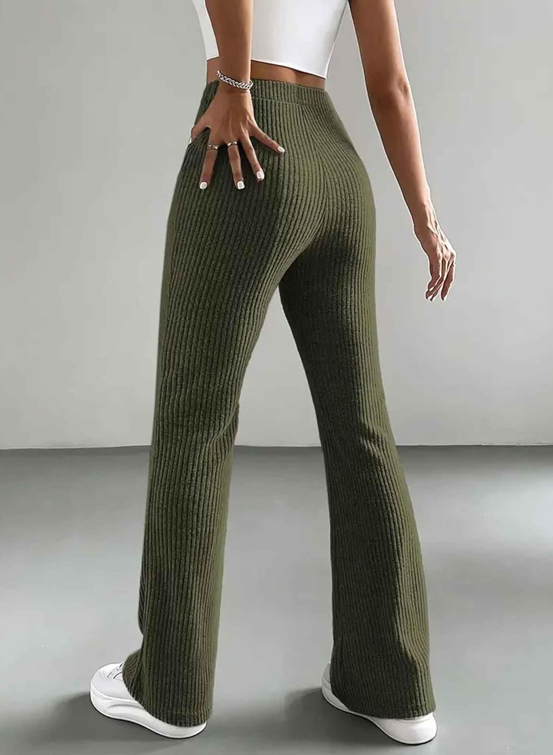 Women's Pants Fall Flare Casual Lounge Stretchy Bell Bottom Trousers Sweat Pants