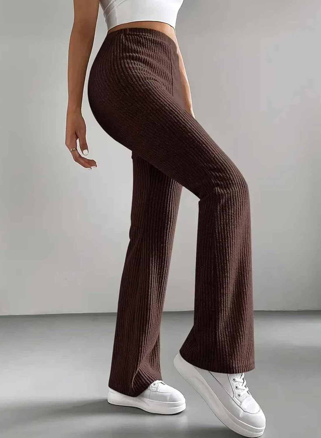 Women's Pants Fall Flare Casual Lounge Stretchy Bell Bottom Trousers Sweat Pants
