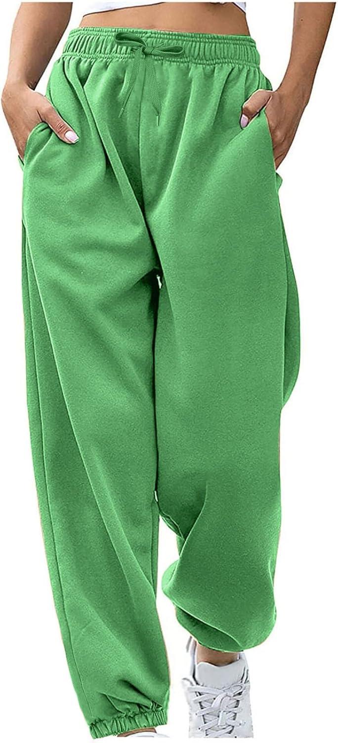 Sweatpants for Women Baggy Sweat Pants High Waisted Drawstring Joggers with Pockets Loose Fit Casual Workout Trousers