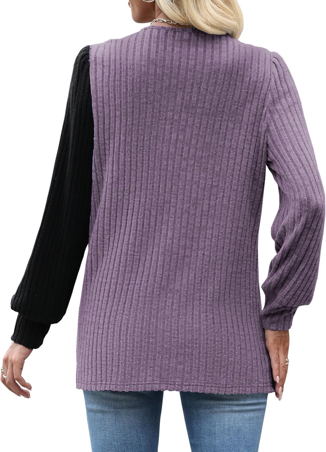 MixShe Womens Knit Sweaters 2025 Fall Winter Casual Long Sleeve Ribbed Colorblock Button Pullover Tops