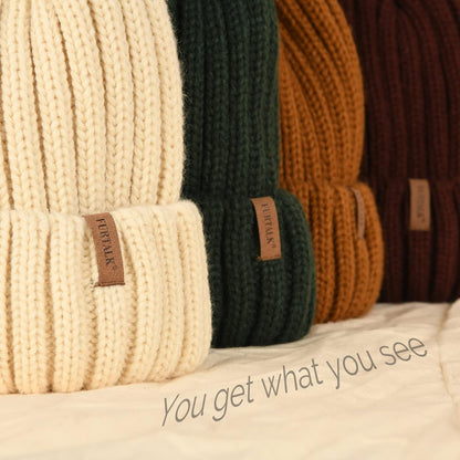 Beanie Hat with Faux Fur Pom