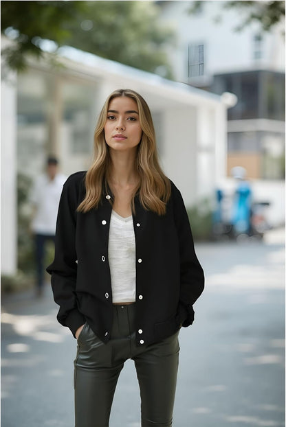 Zeagoo Bomber Jacket Women Varsity Casual Button Down Lightweight 2025 Fall Fashion Short School Outfits with Pockets