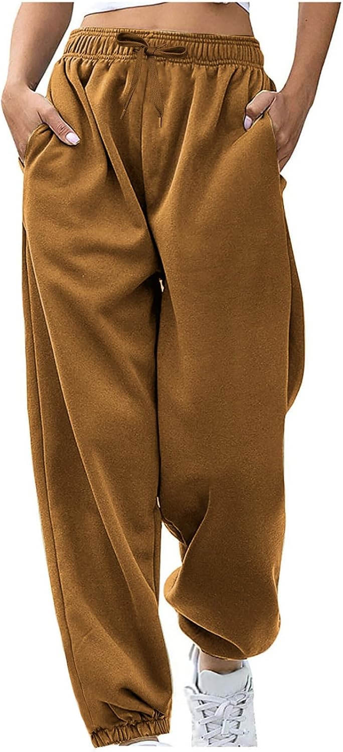 Sweatpants for Women Baggy Sweat Pants High Waisted Drawstring Joggers with Pockets Loose Fit Casual Workout Trousers