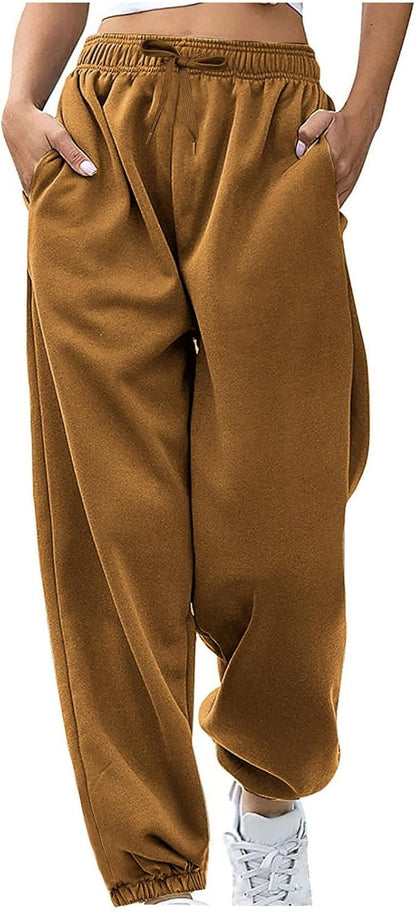Sweatpants for Women Baggy Sweat Pants High Waisted Drawstring Joggers with Pockets Loose Fit Casual Workout Trousers