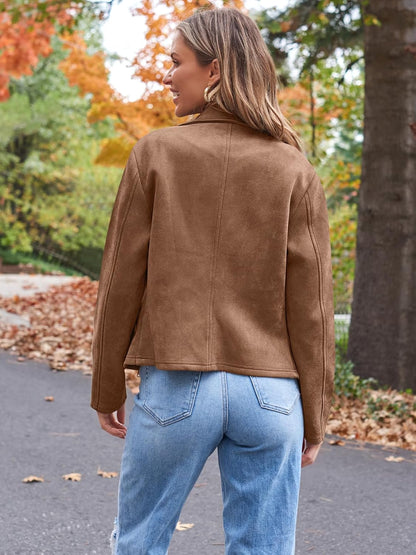 AUTOMET Womens Faux Leather Jackets Suede Fall Fashion 2025 Outfits Winter Clothes Open Front Cropped Coat Outwear