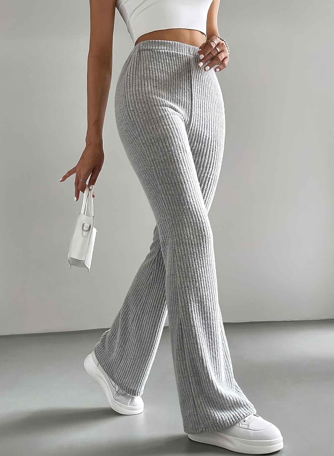 Women's Pants Fall Flare Casual Lounge Stretchy Bell Bottom Trousers Sweat Pants