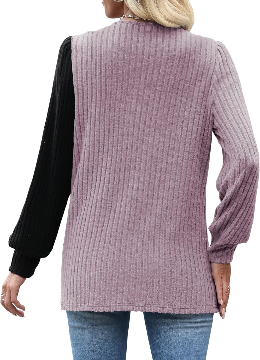 MixShe Womens Knit Sweaters 2025 Fall Winter Casual Long Sleeve Ribbed Colorblock Button Pullover Tops