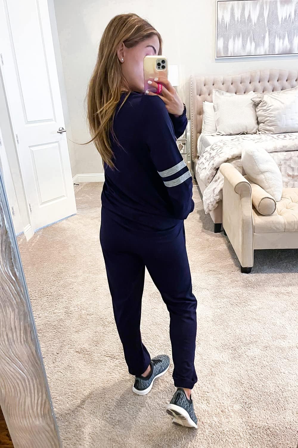 PRETTYGARDEN Women's Color Block 2 Piece 2025 Fall Tracksuit Crewneck Long Sleeve Tops Long Sweatpants Outfits Lounge Sets