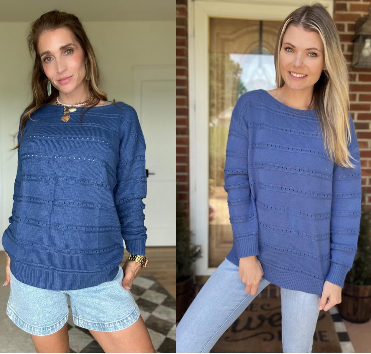 Zeagoo Womens Sweaters Cute Long Sleeve Off The Shoulder Pullover Tops Hollow Out Crochet Dressy Casual Outfits