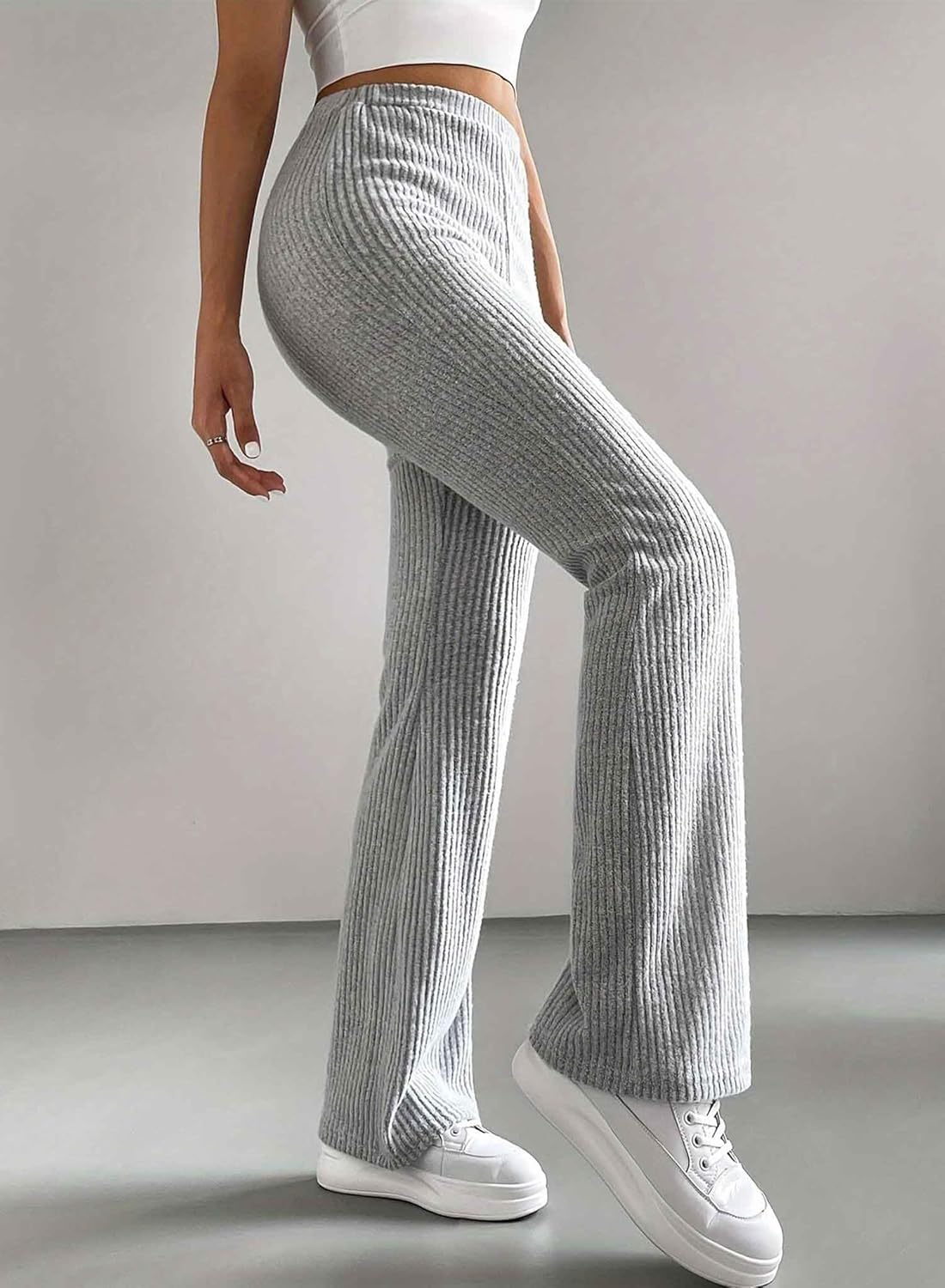 Women's Pants Fall Flare Casual Lounge Stretchy Bell Bottom Trousers Sweat Pants