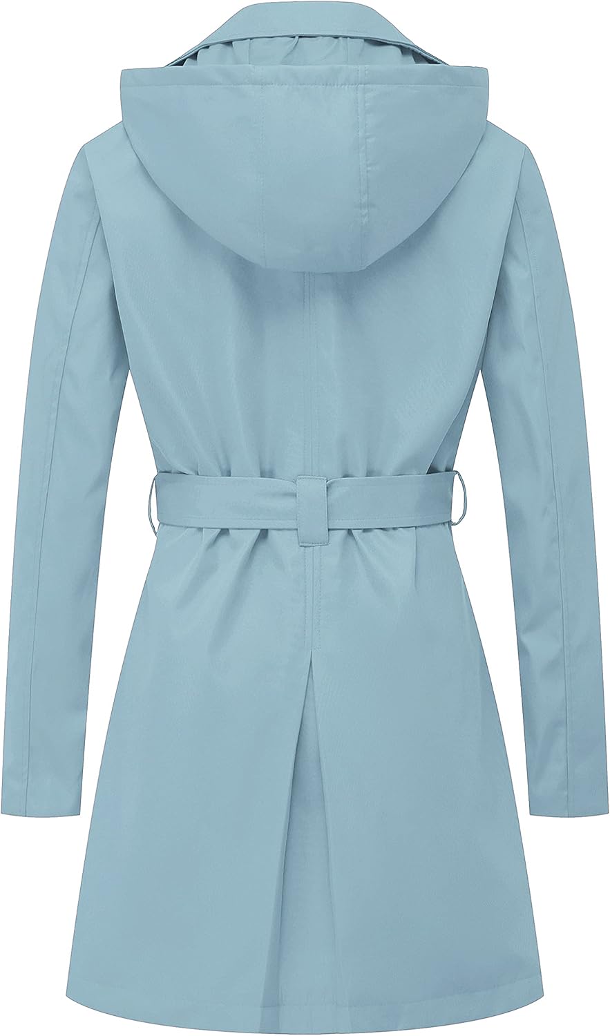 CREATMO US Women's Trench Coat Double-Breasted Classic Lapel Overcoat Belted Slim Outerwear Coat with Detachable Hood