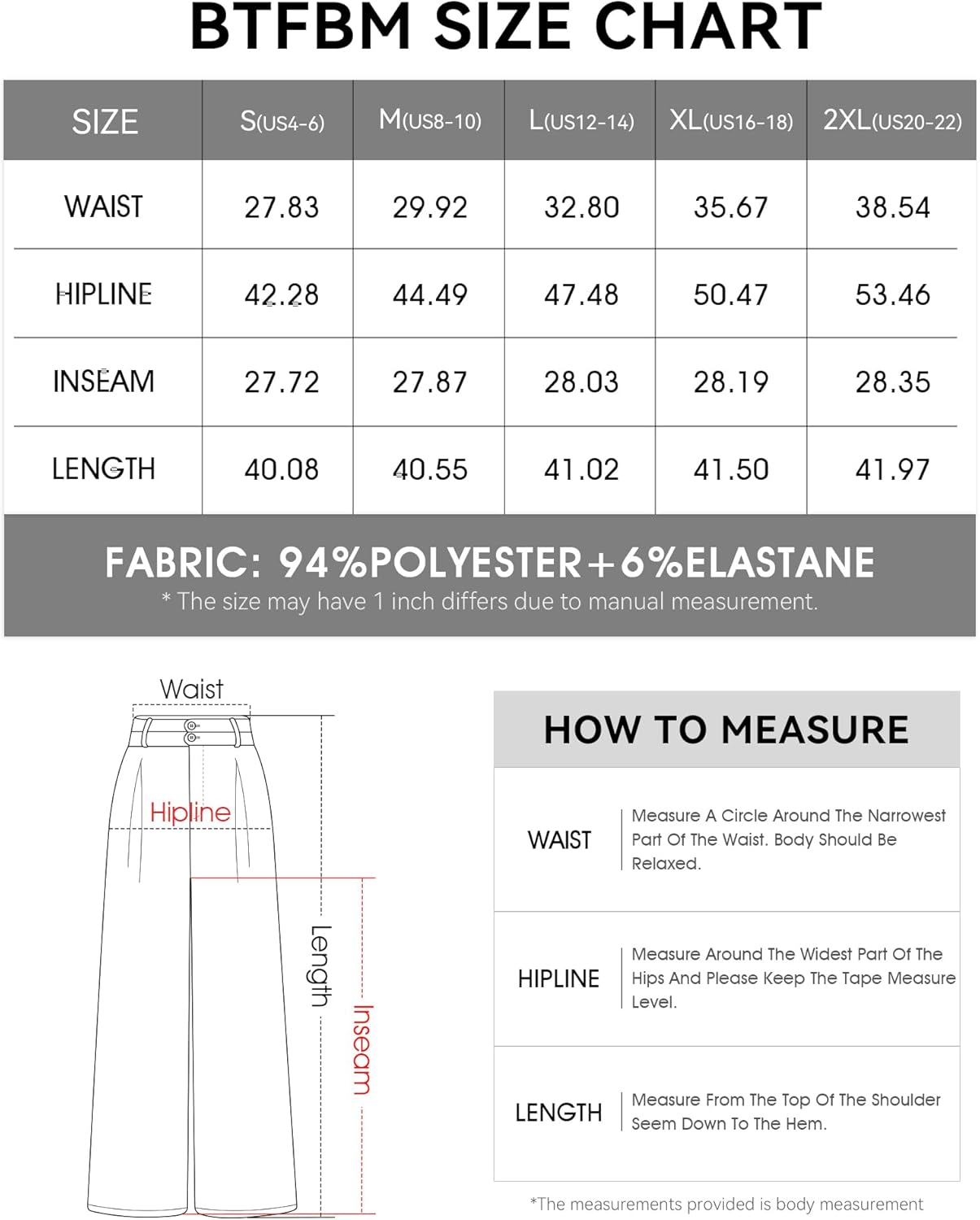 BTFBM Women Wide Leg Dress Pants 2025 High Waisted Button Pleated Business Casual Trousers Office Work Palazzo Pants