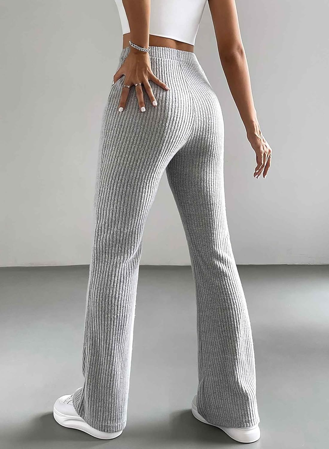 Women's Pants Fall Flare Casual Lounge Stretchy Bell Bottom Trousers Sweat Pants