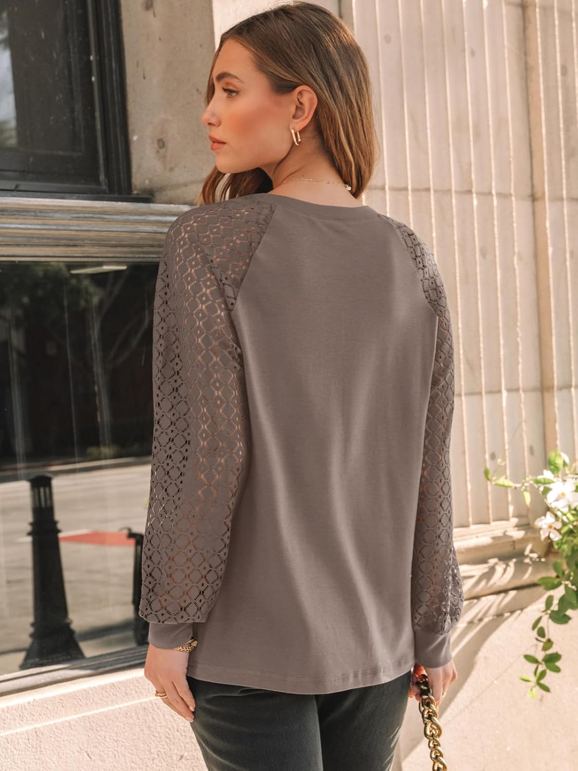 AUTOMET Womens Long Sleeve Shirts Pleated Lace Tops Fall Fashion Outfits Business Casual Blouses