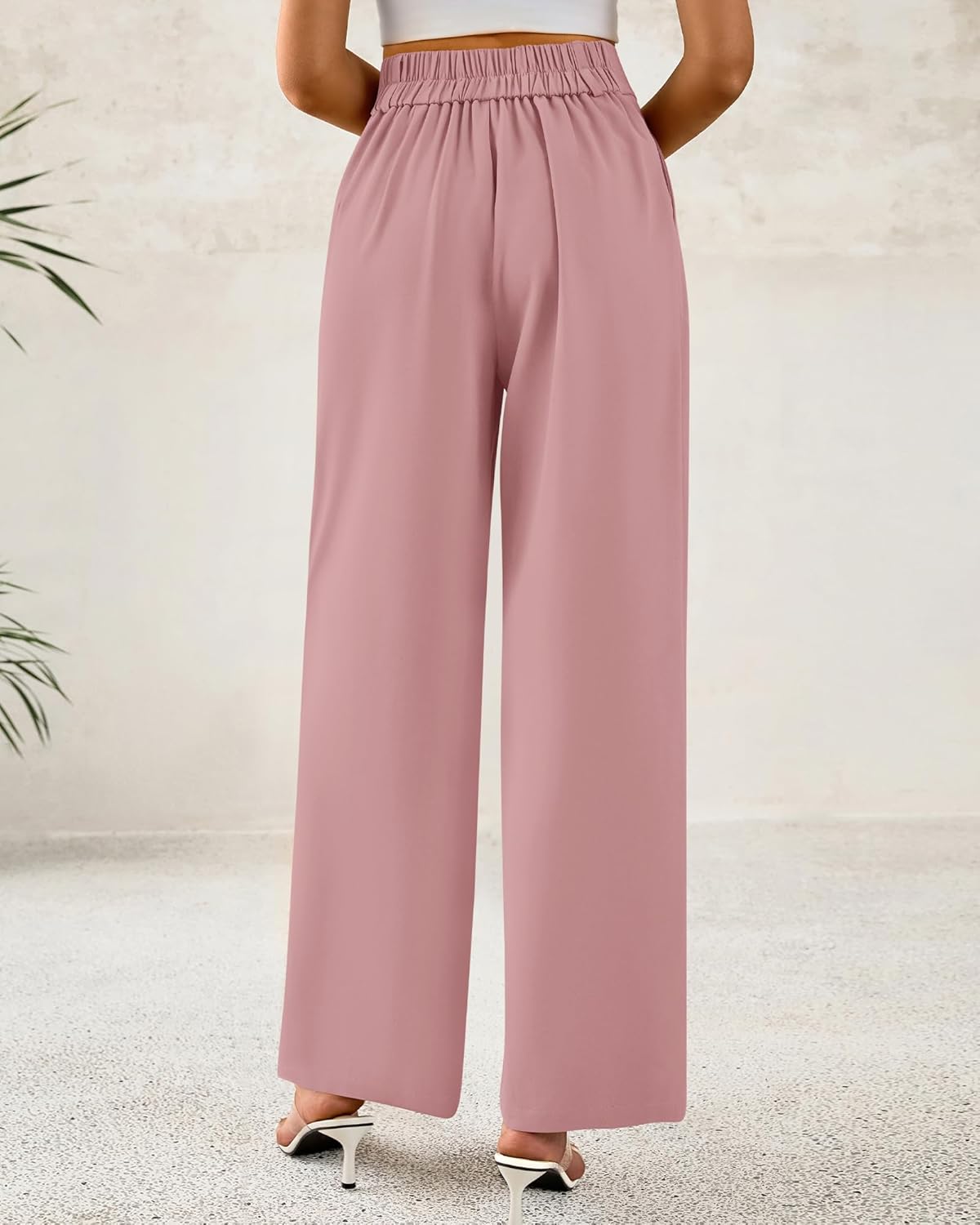 BTFBM Women Wide Leg Dress Pants 2025 High Waisted Button Pleated Business Casual Trousers Office Work Palazzo Pants