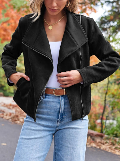 AUTOMET Womens Faux Leather Jackets Suede Fall Fashion 2025 Outfits Winter Clothes Open Front Cropped Coat Outwear
