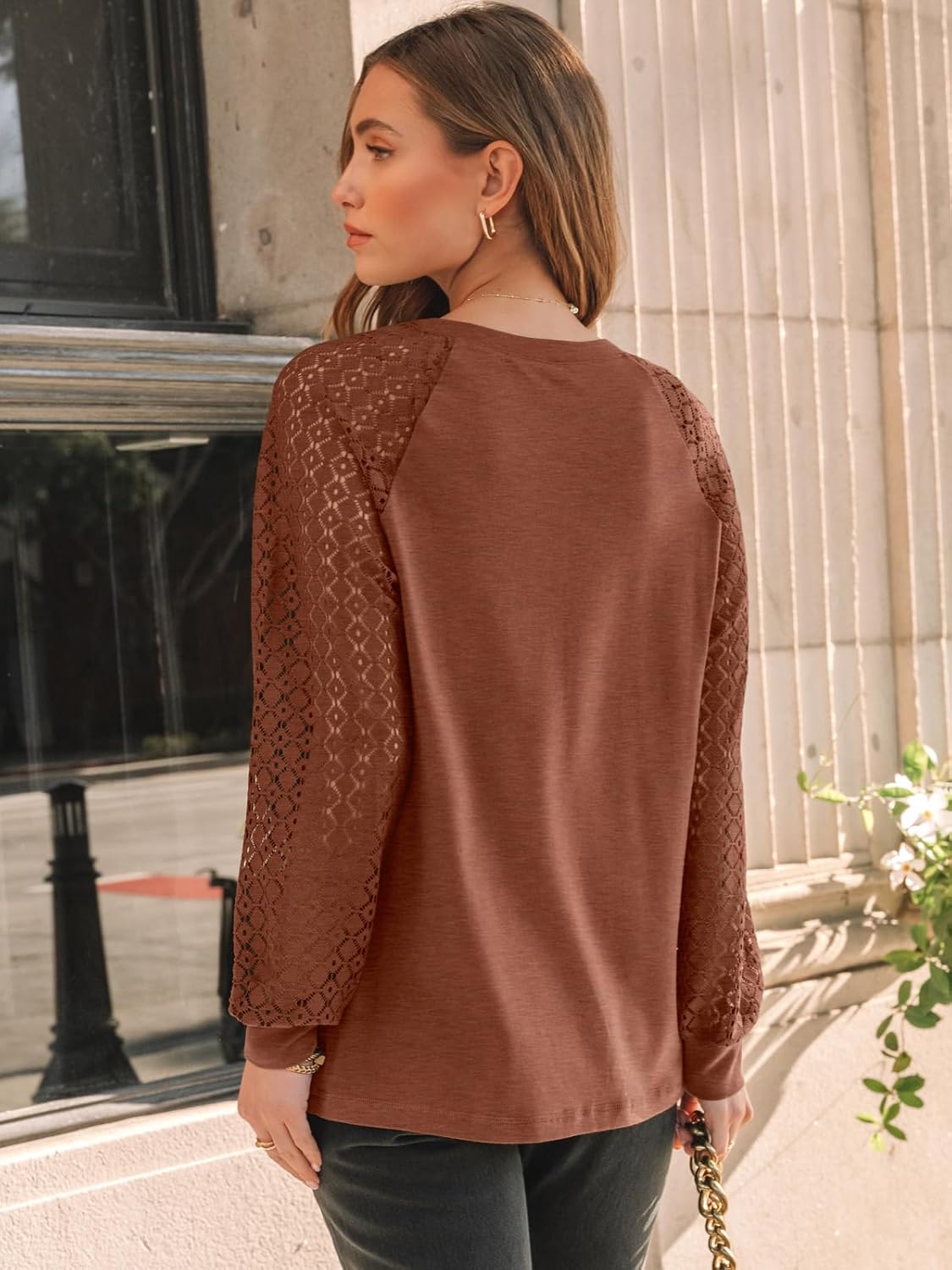 AUTOMET Womens Long Sleeve Shirts Pleated Lace Tops Fall Fashion Outfits Business Casual Blouses
