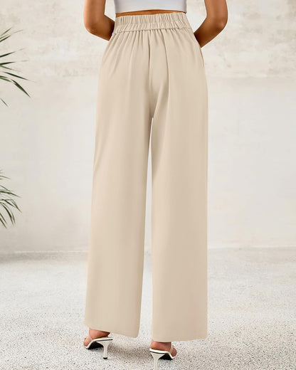 BTFBM Women Wide Leg Dress Pants 2025 High Waisted Button Pleated Business Casual Trousers Office Work Palazzo Pants