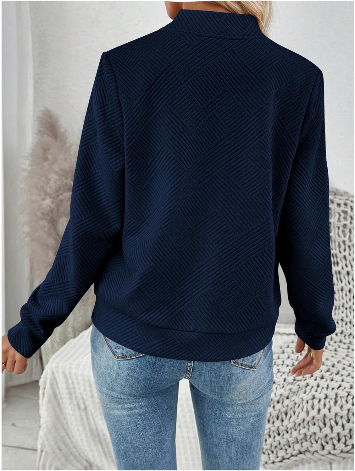 Verdusa Women's Zip Up Textured Lightweight Bomber Jacket Casual Long Sleeve Outerwear