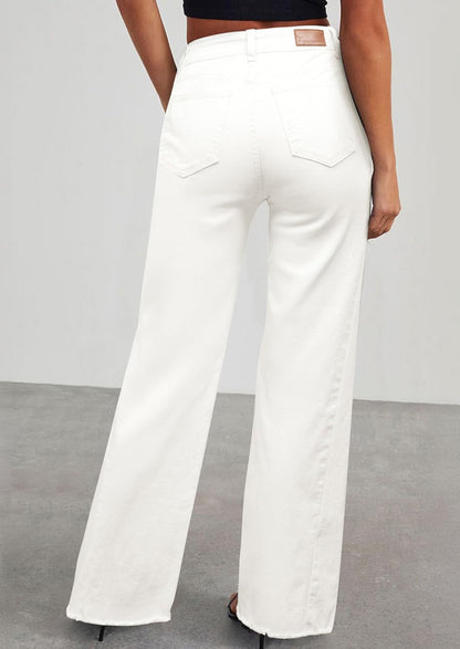 PRETTYGARDEN Wide Leg Jeans for Women Trendy 2025 High Waisted Stretchy Baggy Raw Hem Denim Palazzo Pants with Pockets