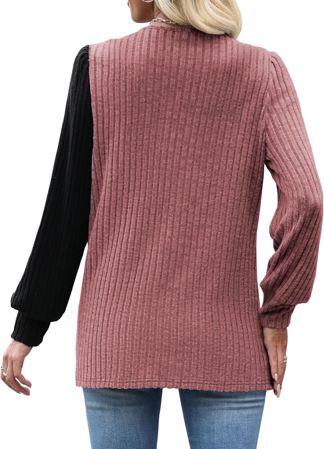 MixShe Womens Knit Sweaters 2025 Fall Winter Casual Long Sleeve Ribbed Colorblock Button Pullover Tops