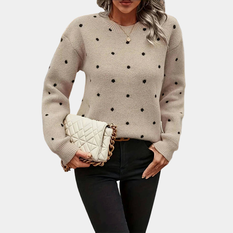 Sophisticated Polka Dot Knitted Sweater