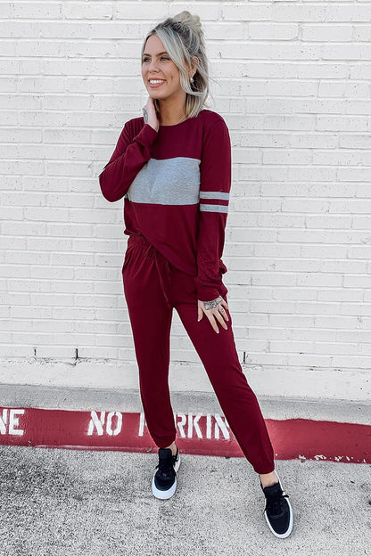 PRETTYGARDEN Women's Color Block 2 Piece 2025 Fall Tracksuit Crewneck Long Sleeve Tops Long Sweatpants Outfits Lounge Sets