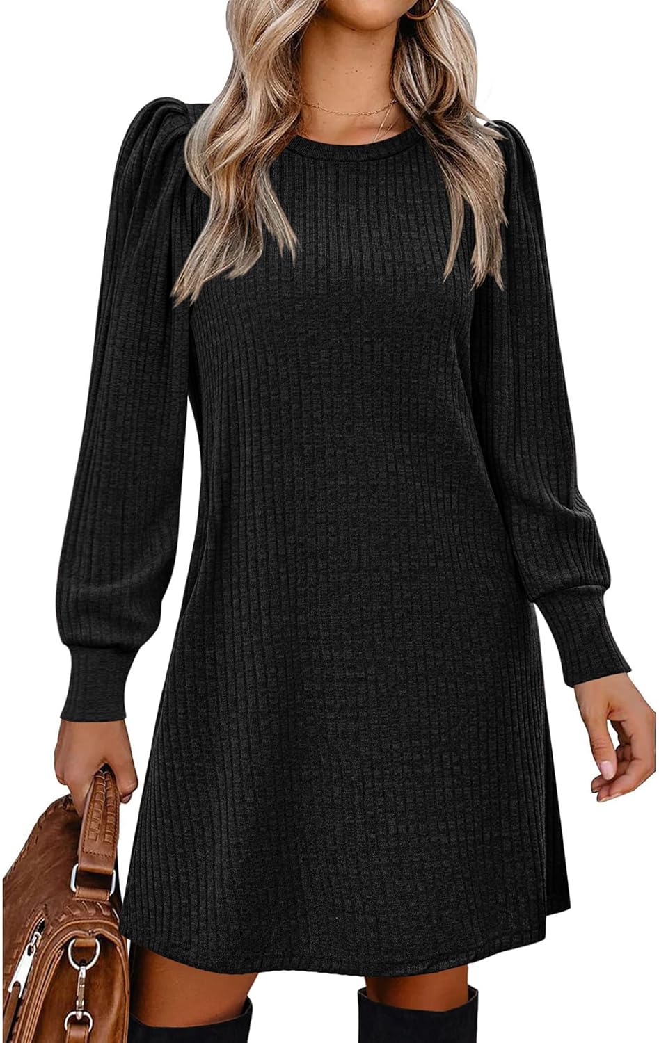 Women’s Knitted Sweater Dress with Pockets
