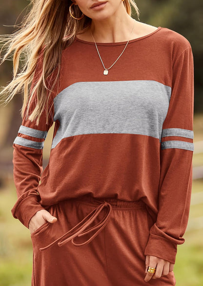 PRETTYGARDEN Women's Color Block 2 Piece 2025 Fall Tracksuit Crewneck Long Sleeve Tops Long Sweatpants Outfits Lounge Sets