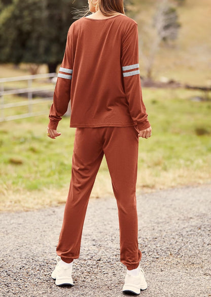PRETTYGARDEN Women's Color Block 2 Piece 2025 Fall Tracksuit Crewneck Long Sleeve Tops Long Sweatpants Outfits Lounge Sets