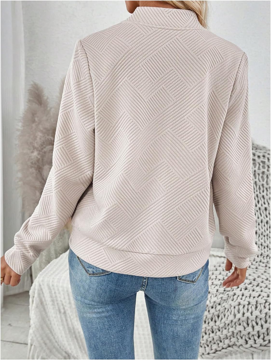 Verdusa Women's Zip Up Textured Lightweight Bomber Jacket Casual Long Sleeve Outerwear