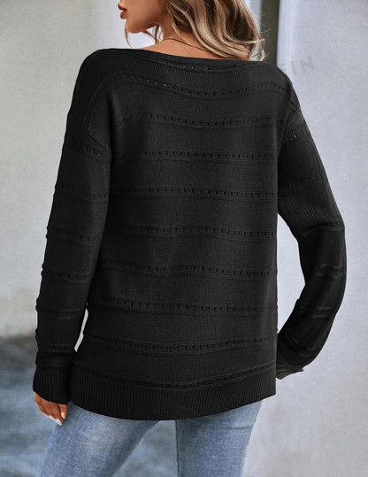 Zeagoo Womens Sweaters Cute Long Sleeve Off The Shoulder Pullover Tops Hollow Out Crochet Dressy Casual Outfits