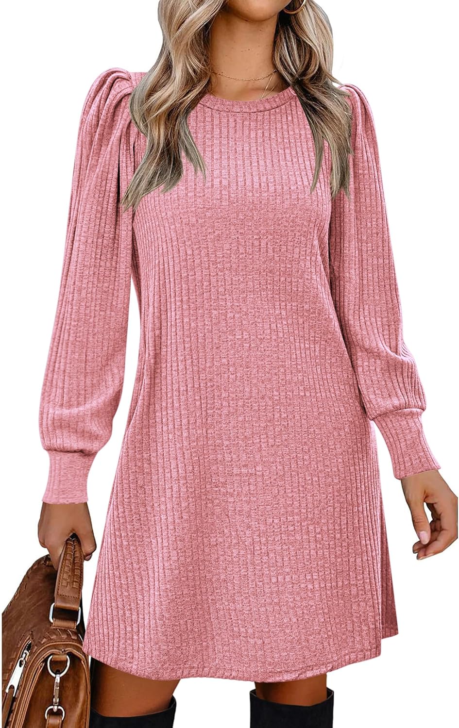 Women’s Knitted Sweater Dress with Pockets