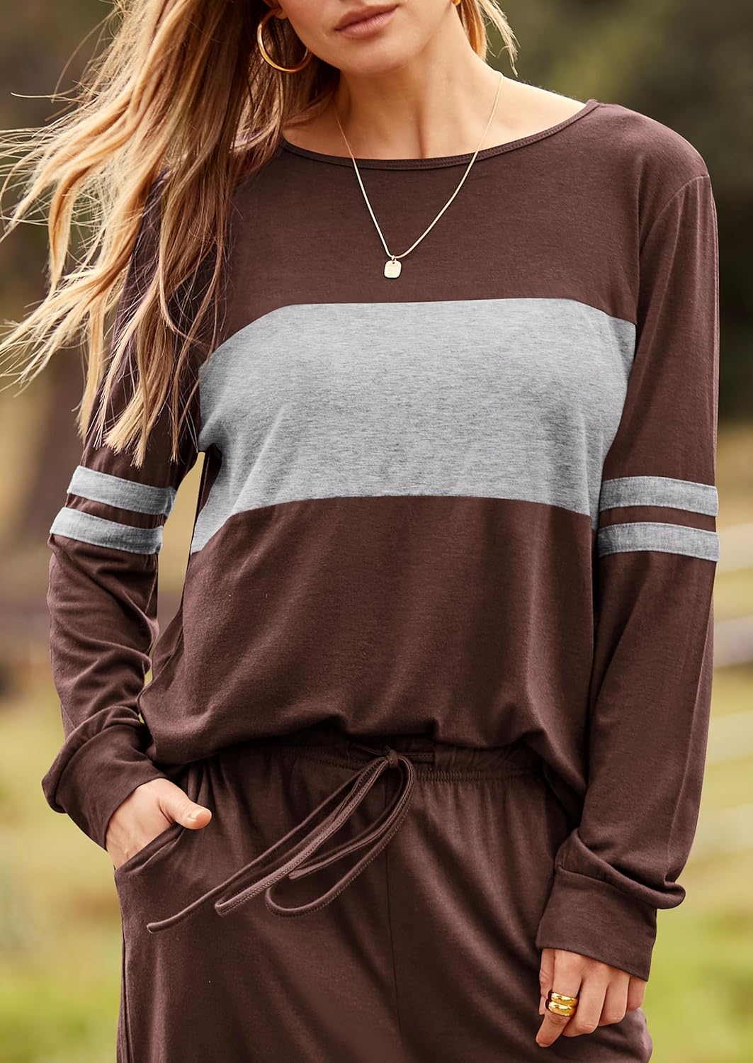 PRETTYGARDEN Women's Color Block 2 Piece 2025 Fall Tracksuit Crewneck Long Sleeve Tops Long Sweatpants Outfits Lounge Sets