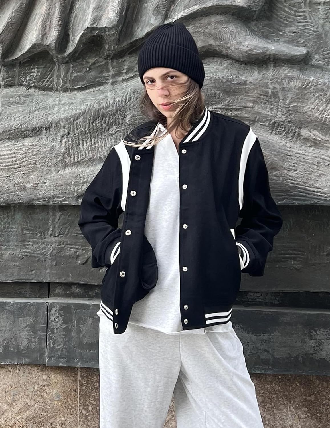 Zeagoo Bomber Jacket Women Varsity Casual Button Down Lightweight 2025 Fall Fashion Short School Outfits with Pockets