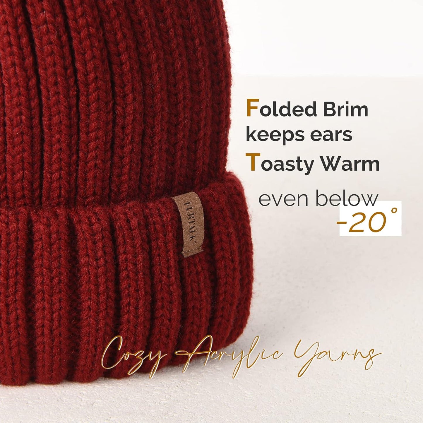 Beanie Hat with Faux Fur Pom