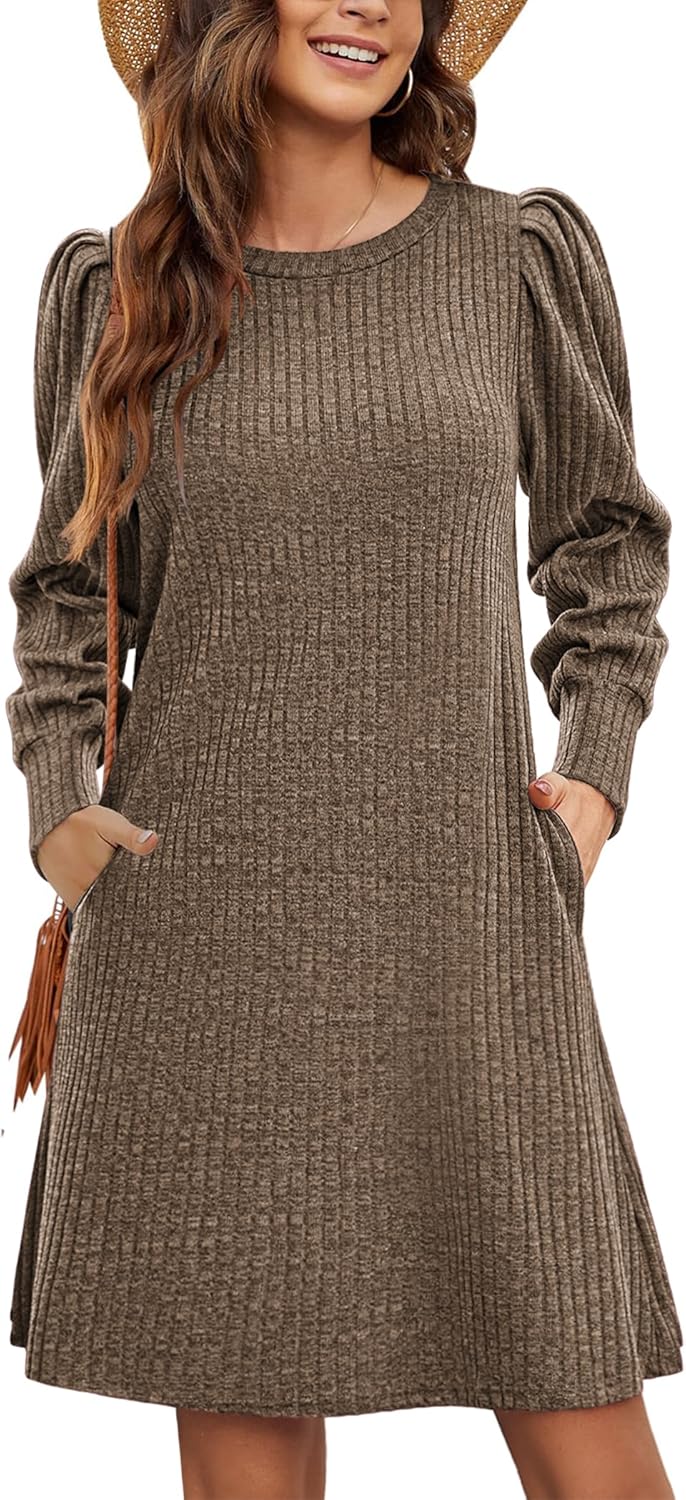 Women’s Knitted Sweater Dress with Pockets