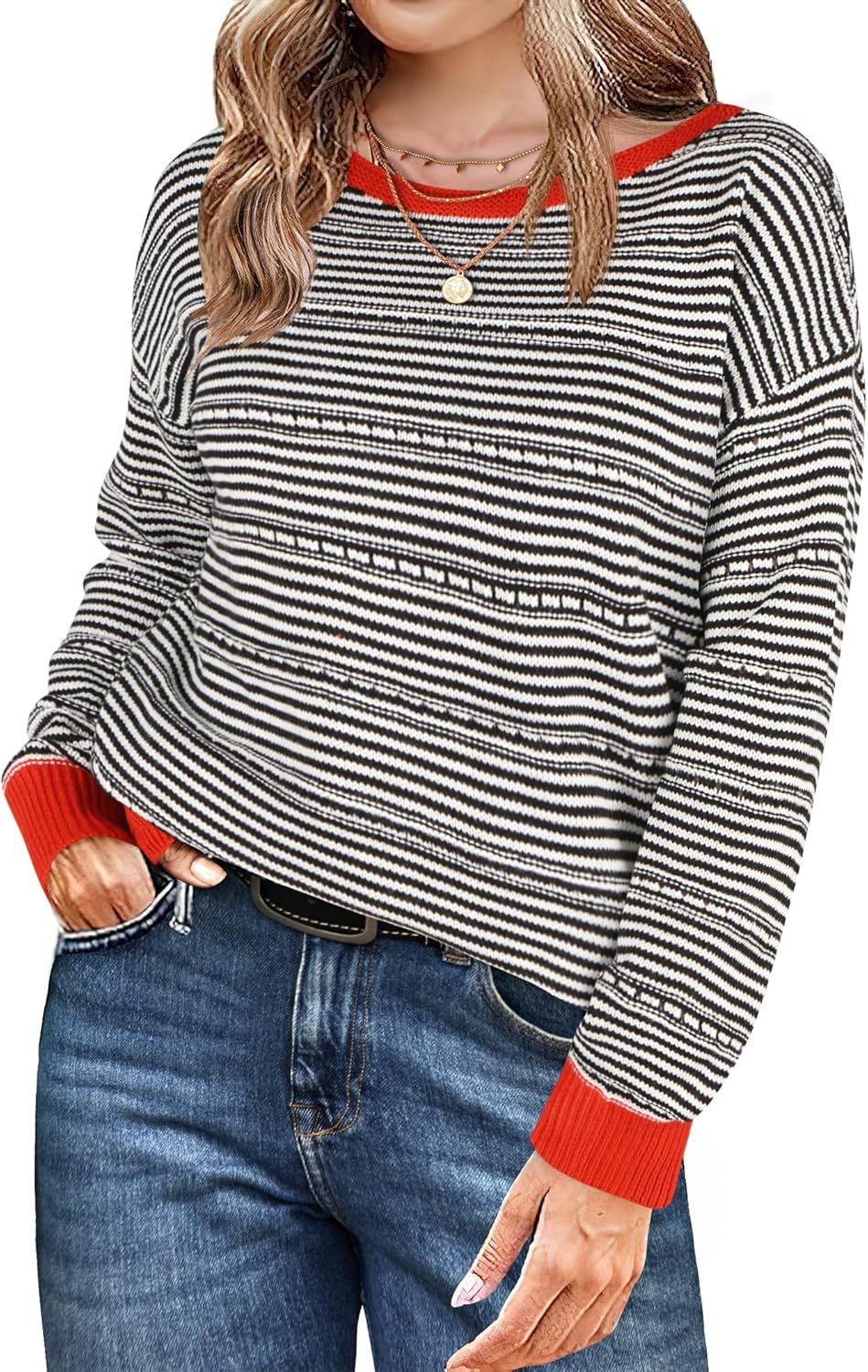 Zeagoo Womens Sweaters Cute Long Sleeve Off The Shoulder Pullover Tops Hollow Out Crochet Dressy Casual Outfits