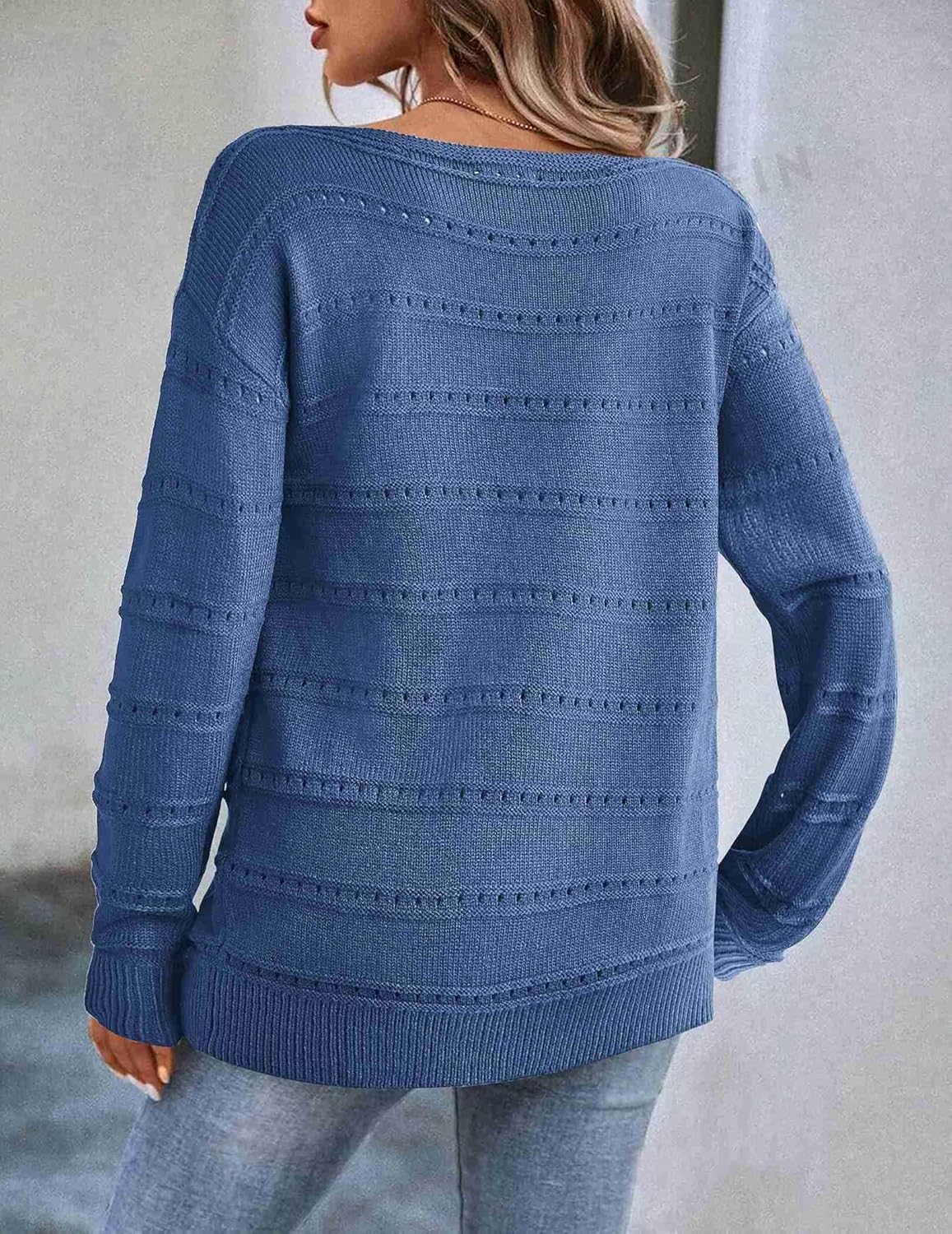 Zeagoo Womens Sweaters Cute Long Sleeve Off The Shoulder Pullover Tops Hollow Out Crochet Dressy Casual Outfits