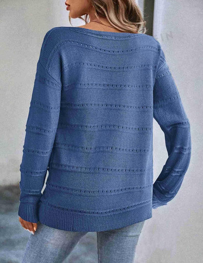 Zeagoo Womens Sweaters Cute Long Sleeve Off The Shoulder Pullover Tops Hollow Out Crochet Dressy Casual Outfits